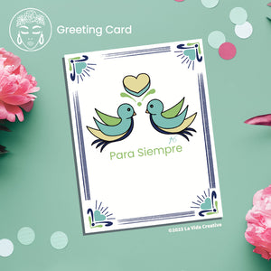 Para Siempre Pájaro Amor Teal | Forever Love Greeting Card